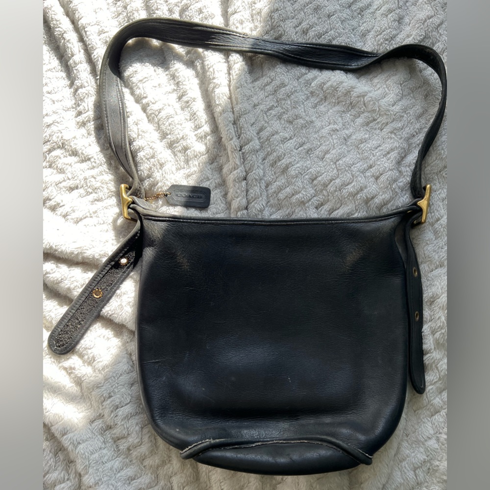 Vintage Coach Black Leather Crossbody